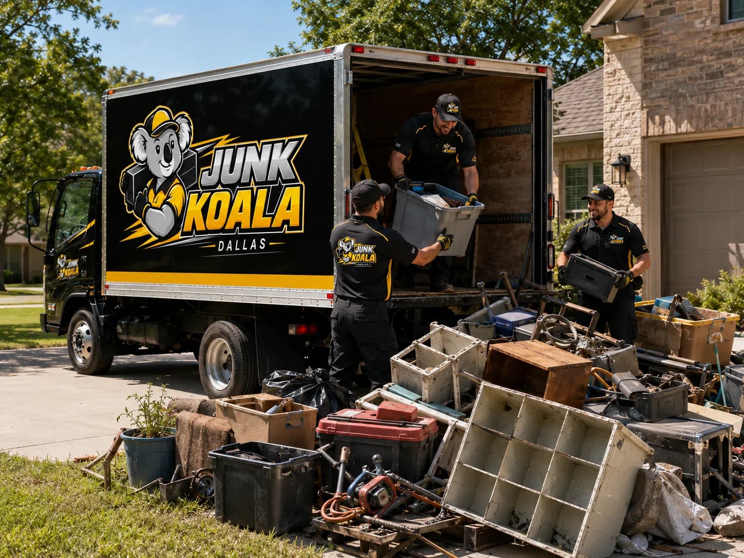 Junk Koala Dallas truck being loaded with a large mixed load